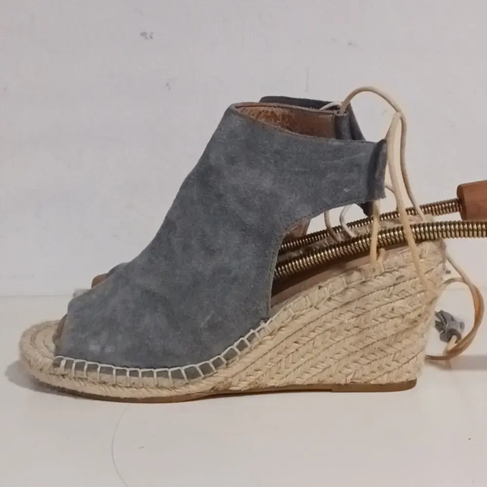 Bettye Blue Suede Ankle Tie Womans Espadrilles sz 8